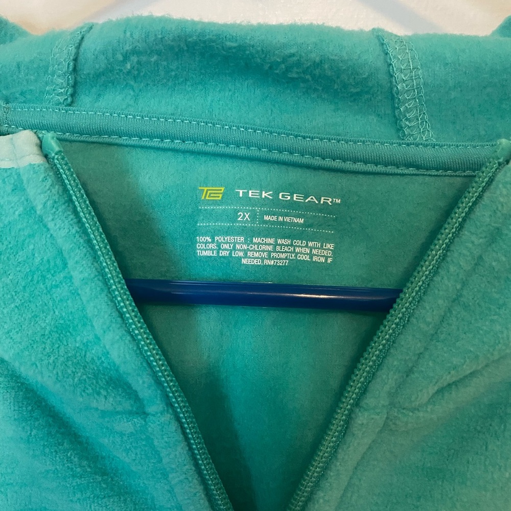 Tek Gear Turquoise Fleece Zip Up Hoodie - Picture 2 of 3